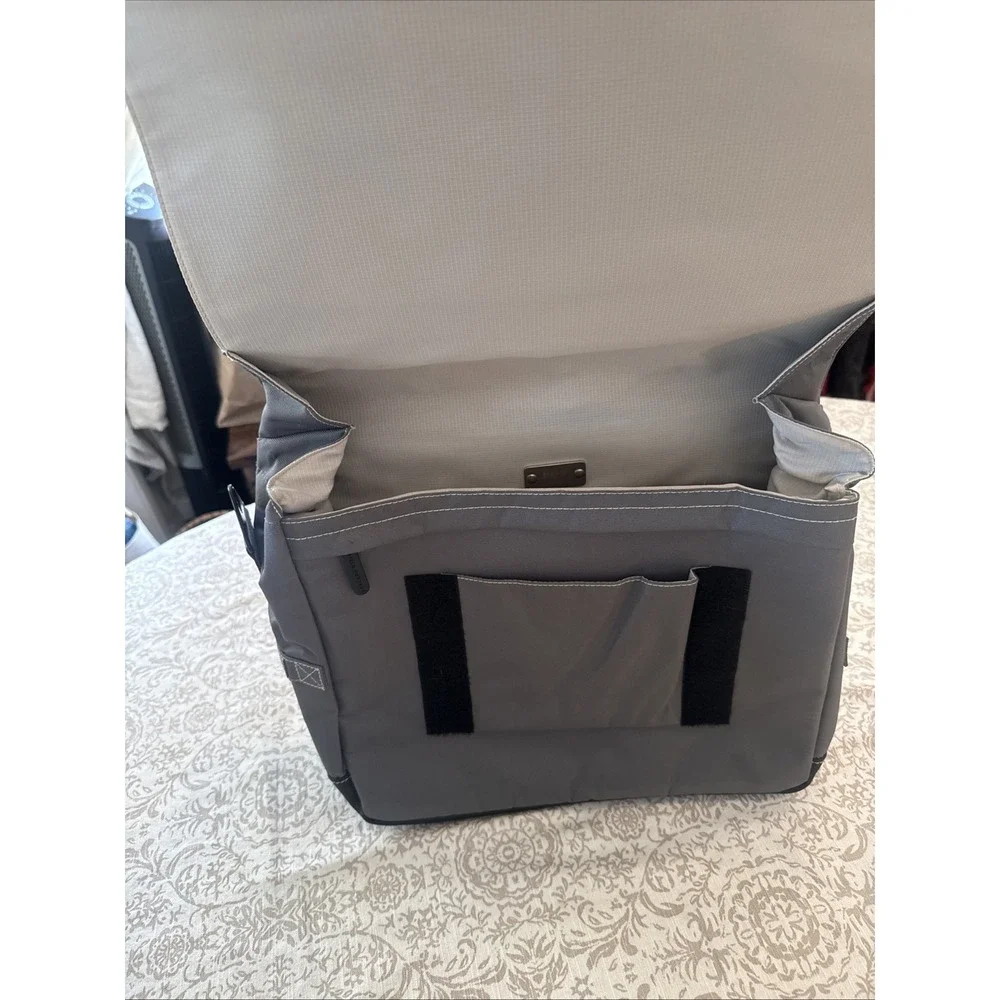Large Grey Heavy Duty Nylon Messenger Bag Briefcase Art Student Laptop Case